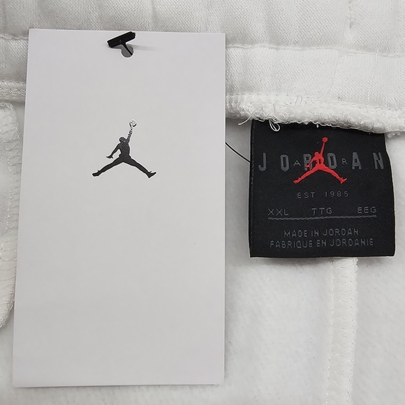 NWT Nike Air Jordan Fleece Joggers Mens Size 2XL White Orange Jumpman Drawstring - Picture 9 of 13